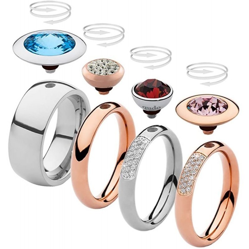 Anillo acero rosa Qudo Veroli para motivos intercambiables