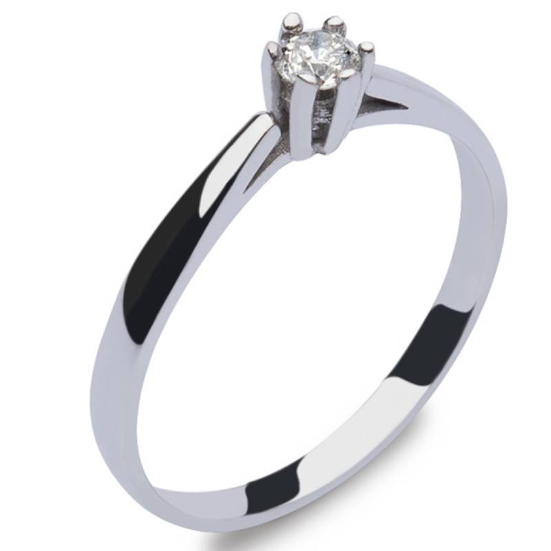 Solitario  oro blanco +diamante 0,17 kts