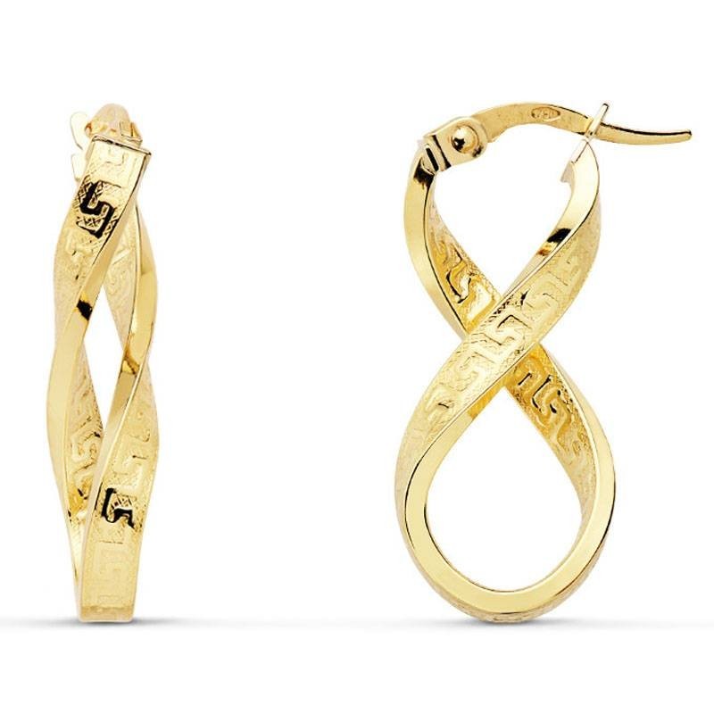 PENDIENTES AROS DE ORO EN OCHO GRECA