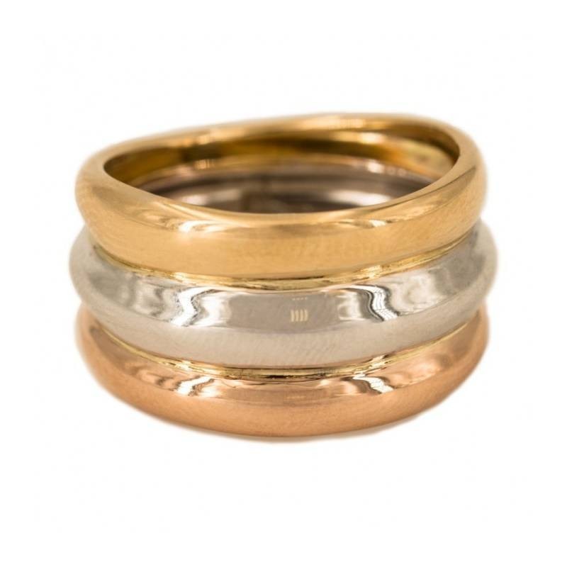 ANILLO ORO LEY BICOLOR DOBLE MEDIA CAÑA LISO BRILLANTE Referencia M2-258