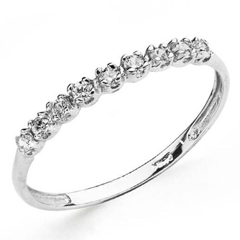Anillo de oro blanco y circonitas 18 k
