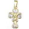 Colgante cruz de oro 18K Cristo con piedras de corazon (1.3gr)