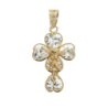 Colgante cruz de oro 18K Cristo con piedras de corazon (1.3gr)