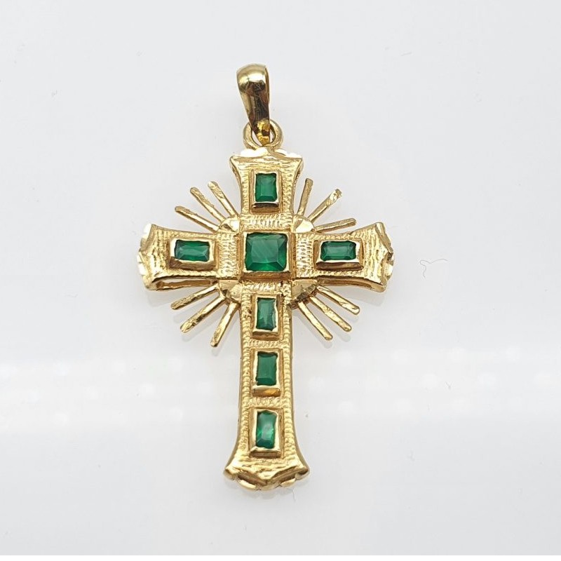 Colgante de esmeralda Cruz Oro 18K (4.7gr)
