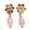 Pendientes de oro 18K con piedra rosa para niña y mujer – Diseño flor delicada