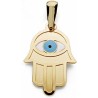 Colgante Mujer de Oro 18K Mano de Fátima dorada con ojo turco