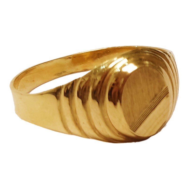 Anillo Sello de Oro 18K Hombre Clásico Dorado
