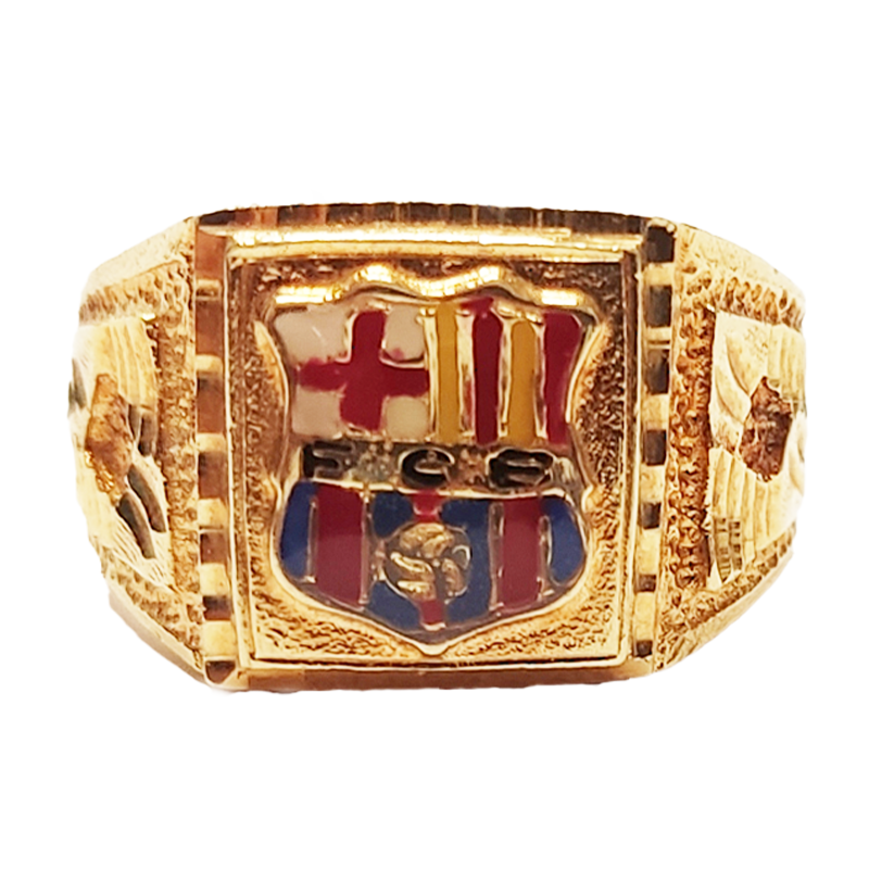 Anillo Sello de Oro 18K Hombre Fútbol Club FC Barcelona