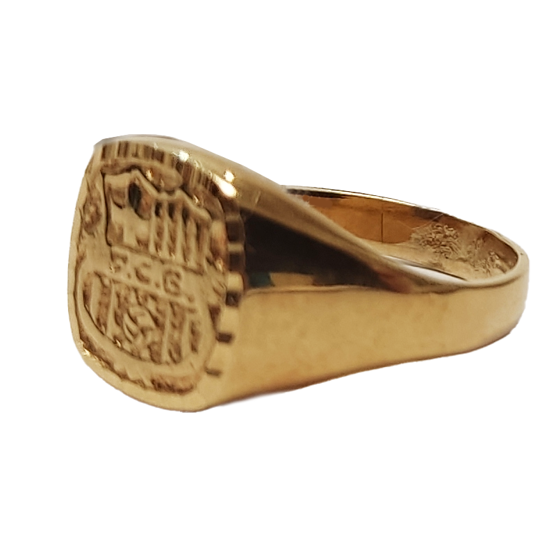 Anillo Sello de Oro 18K con escude FC Barcelona
