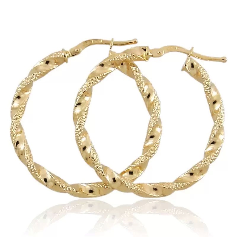 Pendientes Aros mujer de Oro 18K rizado