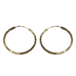 Pendientes Aros mujer de Oro 18K forma tallado con grabado decorativo