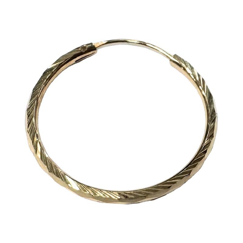 Pendientes Aros mujer de Oro 18K forma tallado con grabado decorativo