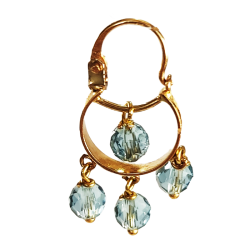 Pendientes Mujer de Oro 18K con cristal azul