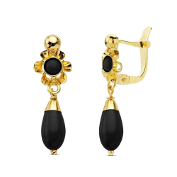 Pendientes mujer Oro 18K con coral negro