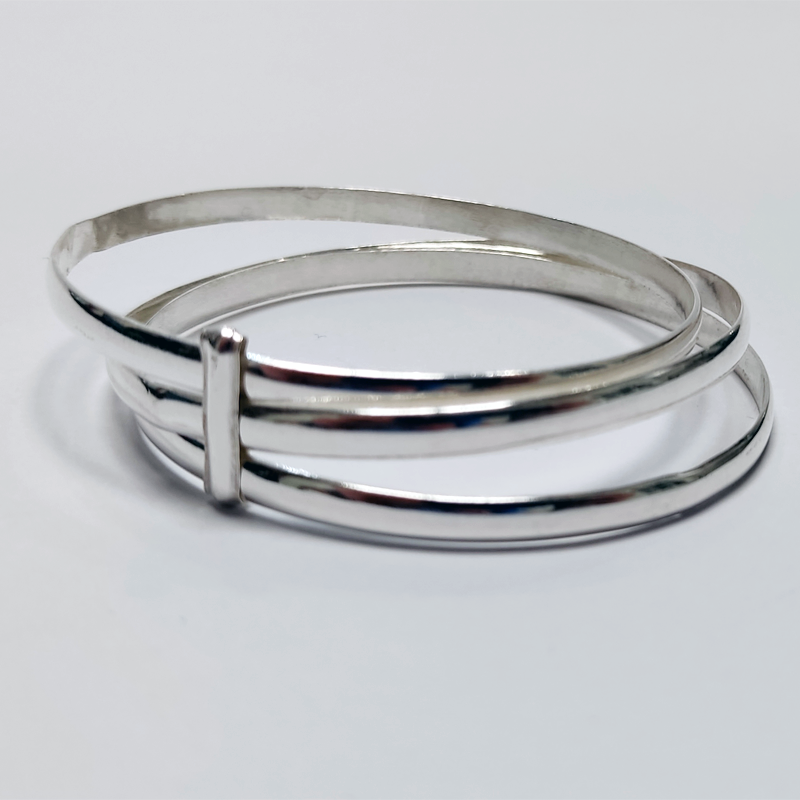 Pulsera de plata mujer con diseño triple