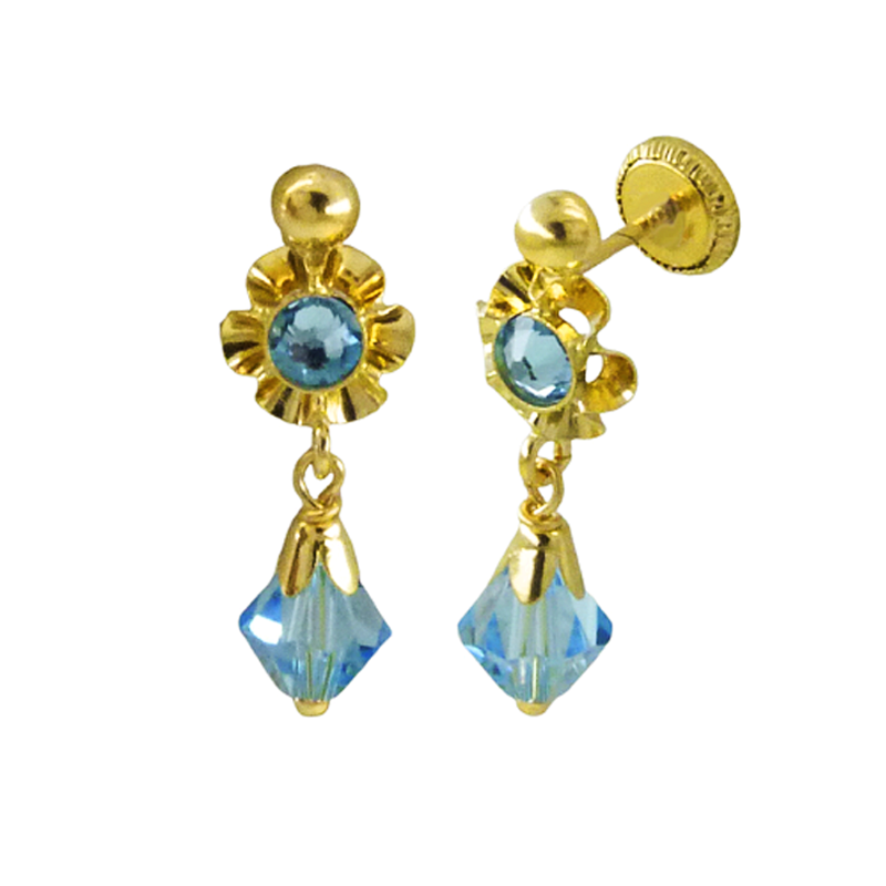 Pendientes de Oro 18K Aguamarina