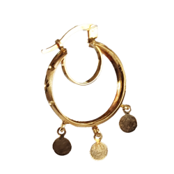 Pendientes Aro mujer de Oro 18K con colgantes redondos oro