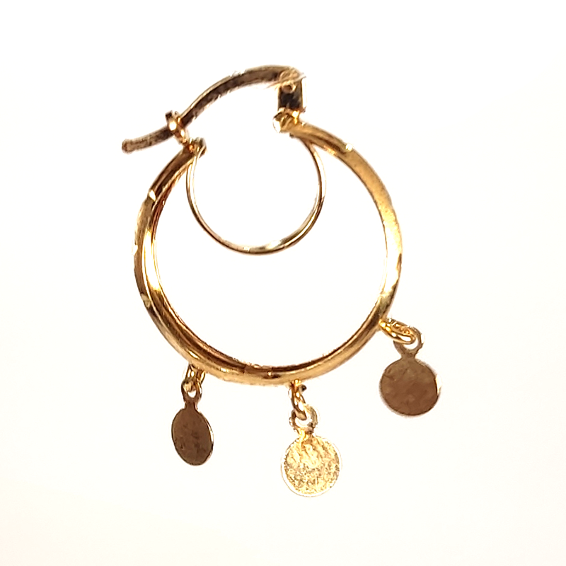 Pendientes Aro mujer de Oro 18K con colgantes redondos oro