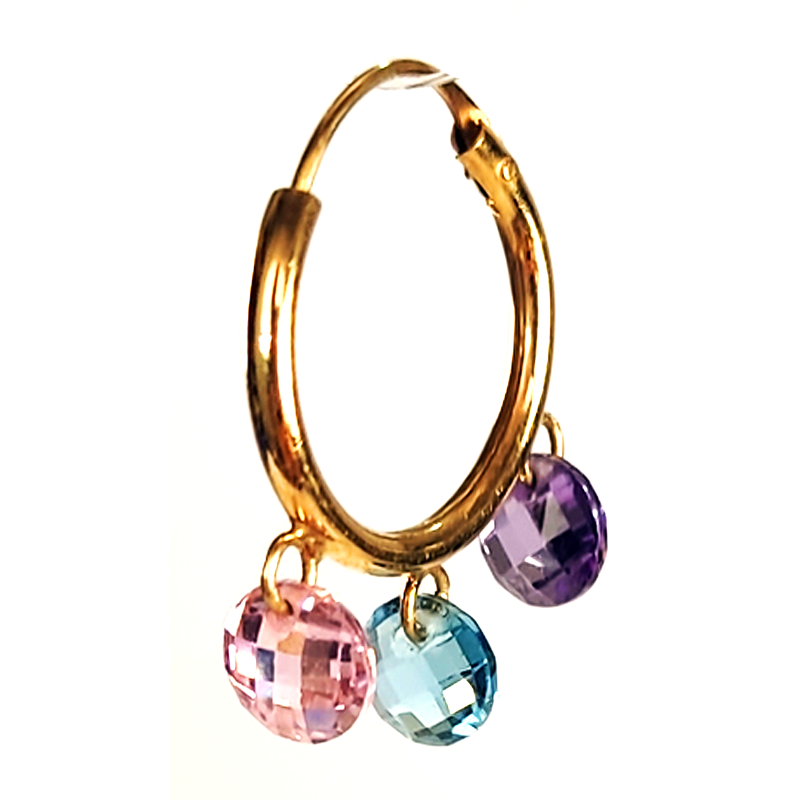 Pendientes Aros mujer de Oro 18K con colgantes de cristal