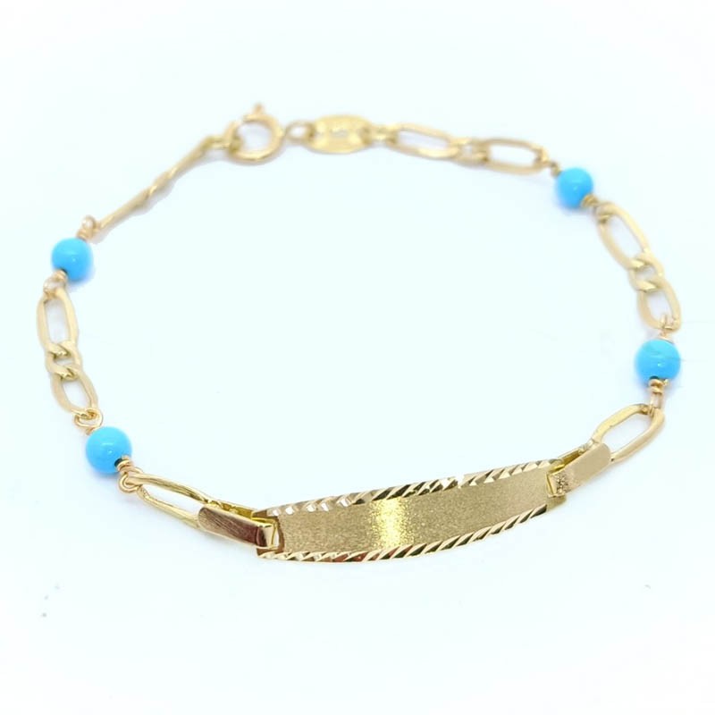 Esclava Oro Perlas Azul y Eslabones figaro (1,3 g)
