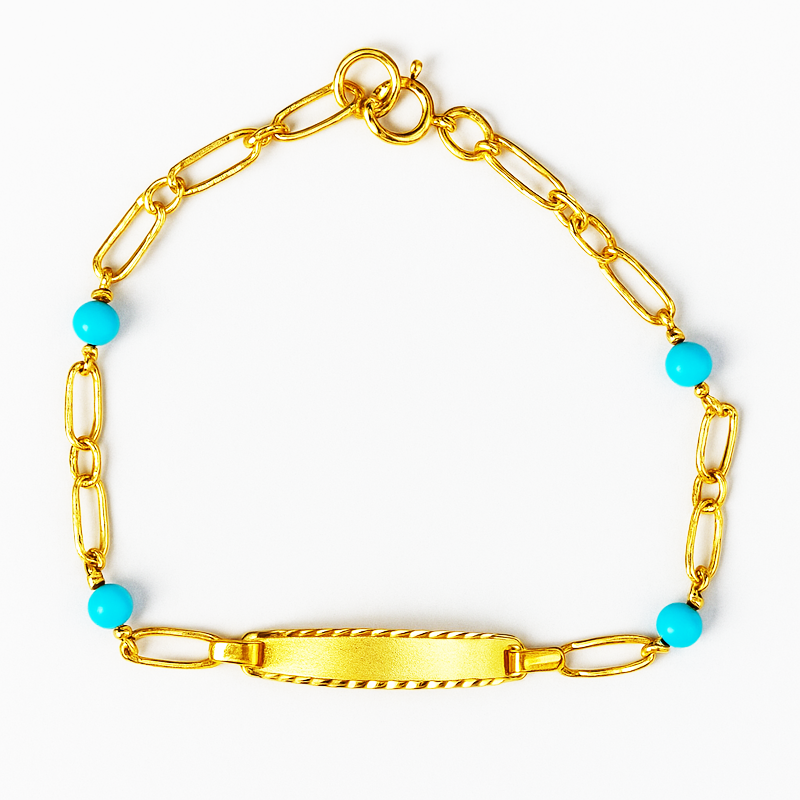 Esclava Oro Perlas Azul y Eslabones figaro (1,3 g)