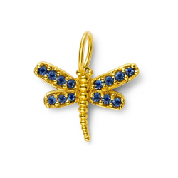 Colgante Libélula de Oro 18K con Circonitas Azules