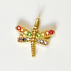 Colgante Libélula de Oro 18K con Circonitas de color