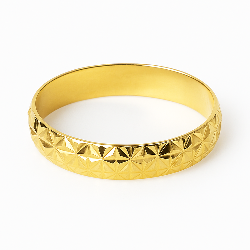 Alianza de Oro 18K con grabado geométrico