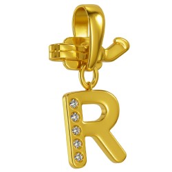 Letra de oro R para collar con piedras preciosas