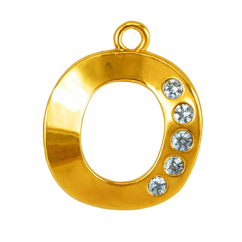 Letra de oro O para collar con piedras preciosas