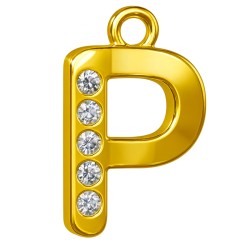 Letra de oro P para collar con piedras preciosas