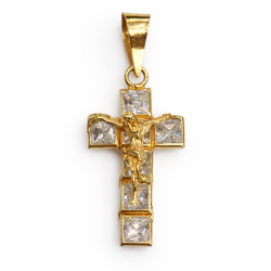 Colgante mujer en Oro 18K - Cruz dorada con Cristo