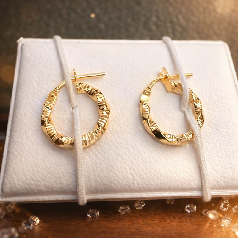 Aros mujer de Oro 18K clásicos con brillo