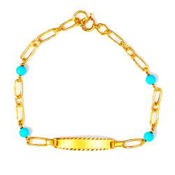 Esclava Oro Perlas Azul y Eslabones figaro (1,3 g)