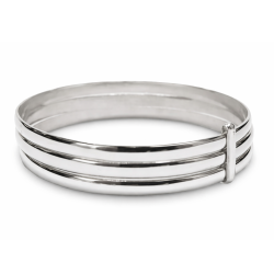 Pulsera de plata mujer con diseño triple