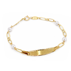 Esclava Oro Perlas blancas y Eslabones figaro (1,3g)